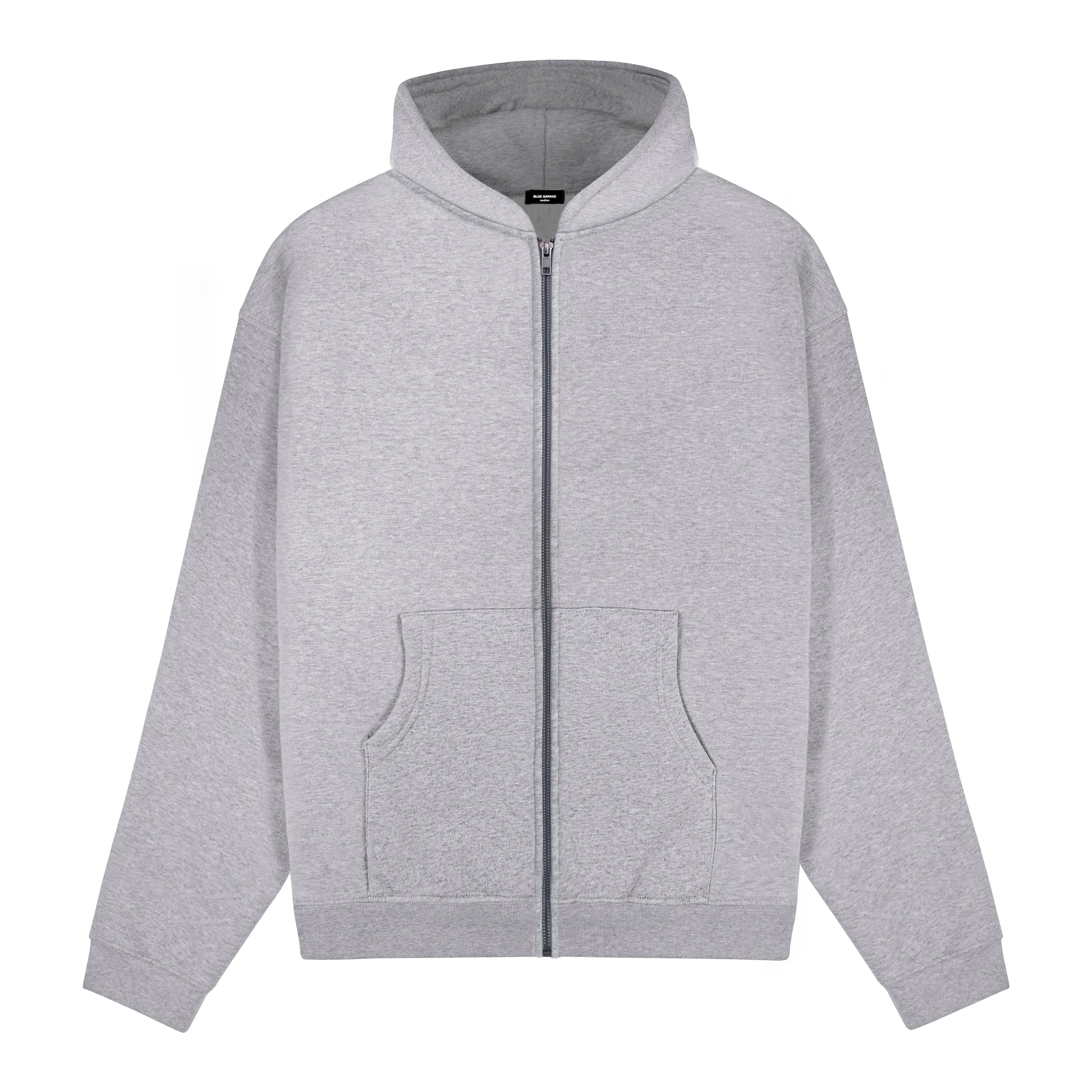 Zipped Classic Hoodie Heather Grey B237B - Blue Garage Paris