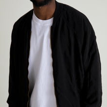 Load image into Gallery viewer, black silk bomber jacket
